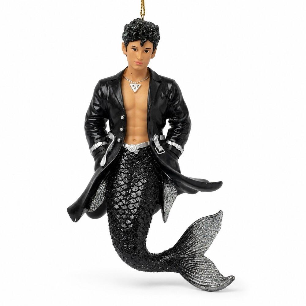 December Diamonds H2O Merman Ornament #55-90764 Black Silver 2012 Boxed Retired